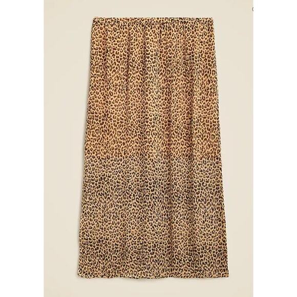 NWT J. Crew Gwyneth Layered Slip Skirt In Leopard Crinkle Chiffon Brown S - Picture 1 of 6
